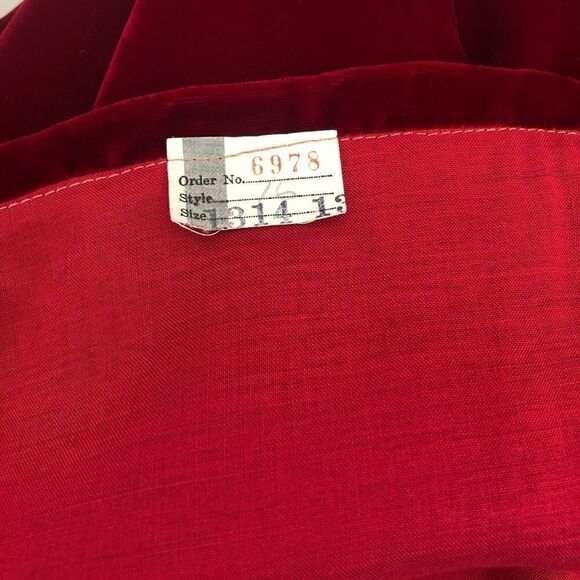 VINTAGE Red Velvet Sleeveless Shift Dress - Sz 8-10 WOW 🤩 - Picture 8 of 9